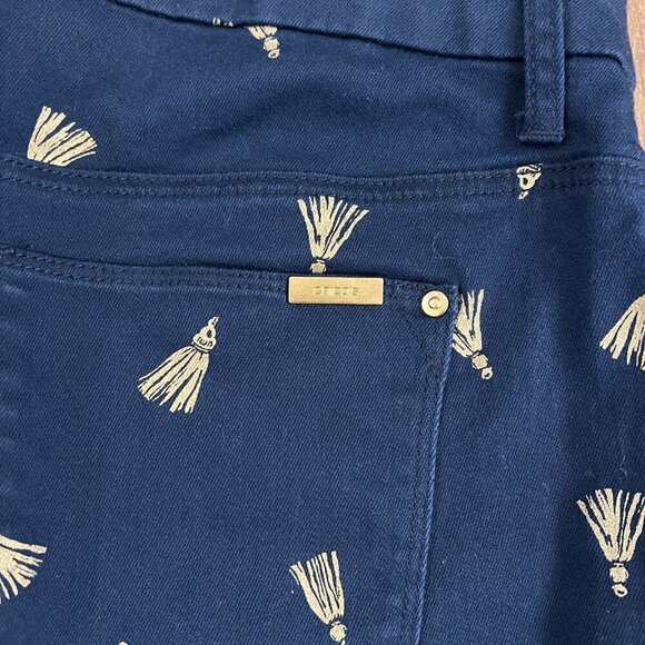 Chico's Navy So Slimming Gold Tassel Girlfriend Ankle Pants Sz 8 - Picture 9 of 13